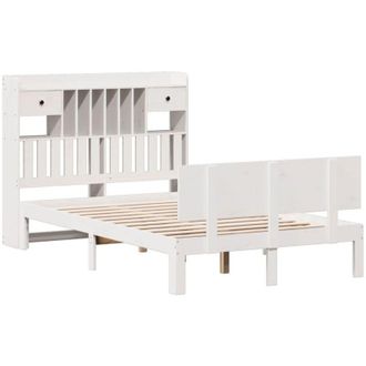 vidaXL Bookcase Bed without Mattress White 135x190 cm Double Solid Wood Pine Vidaxl