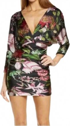 Katie May La Garden Floral Mic Drop Mini Dress In Black