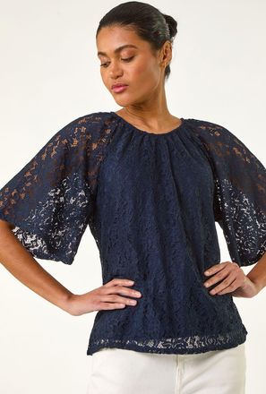 Roman Lace Angel Sleeve Top