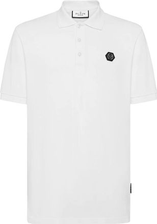Philipp Plein Slim Fit Polo shirt SS Skull with Crystals - Heren - Polos - Wit - 4XL - Katoen - Tops