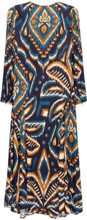 Farm Rio Satijnen maxi-jurk met lange mouwen - Blauw