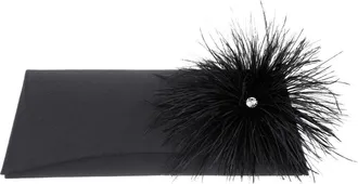 Nina Zosia-Z Feather Trim Clutch in Black at Nordstrom