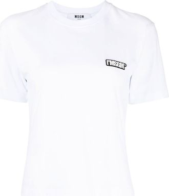 Msgm logo-patch short-sleeve T-shirt - women - Cotton - L - White