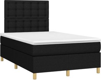 vidaXL Cama Box Spring Con Colch&oacute;n Y Luces Led Tela Negro 120x190 Cm Vidaxl