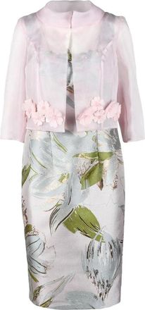 Nefertari Couture Floral Appliqu&eacute; Cropped Jacket and Fitted Skirt Co-ord Set