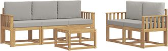 vidaXL Conjunto De Sof&aacute;s De Exterior 6 Uds. Blanco Y Gris Claro Vidaxl