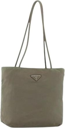 Prada Pre-owned Tote Bags, female, Green, Size: ONE SIZE Pre-owned Vintage Nylon Tote Bag