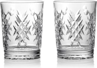 Waterford Winter Wonders Frosted Holly Double Old Fashioned Pair