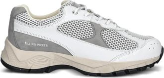 Filling Pieces Oryon leren sneakers met mesh vlak - Grijs