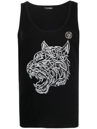 Plein Sport Tanktop met tijgerprint - Zwart