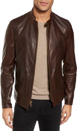 Schott NYC Café Racer Unlined Cowhide Leather Jacket in Brown at Nordstrom, Size Medium