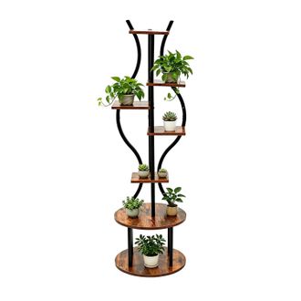 OEM Soporte Para Plantas, Dise&ntilde;o De 7 Niveles, Construcci&oacute;n Robusta, Color Marr&oacute;n