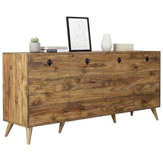 Dmora Credenza Dagon, Buffet da soggiorno, Madia da salotto, Dispensa da cucina, 180x45 h80 cm, Noce - Dmora