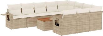vidaXL Set De Sof&aacute;s De Jard&iacute;n 11pzas Con Cojines Rat&aacute;n Sint&eacute;tico Beige Vidaxl