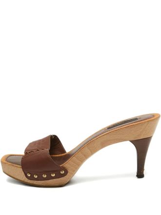 Louis Vuitton 100mm leather platform sandals - Brown