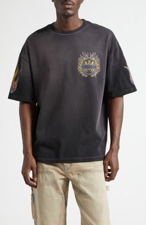 Amiri Oversize MA Flames Graphic T-Shirt in Black at Nordstrom, Size Xxx-Large