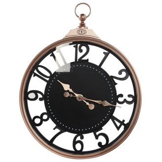 Beliani Reloj De Pared Negro Cobrizo 44 Cm Metal Colgante N&uacute;meros Ar&aacute;bigos Alloza