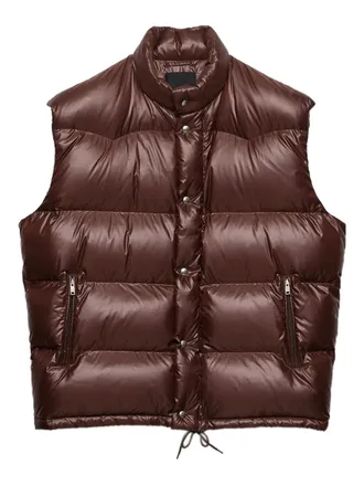Prada quilted stand-up collar gilet - men - Recycled Nylon/Goose Down - L - Brown