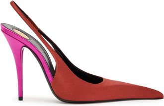 Saint Laurent Deroche 110 Satin Slingback Pumps - Red