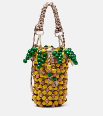 Alemais Al&eacute;mais Pineapple Mini beaded top-handle bag