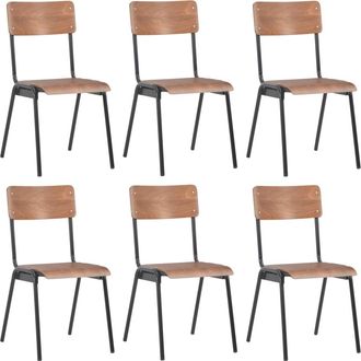 vidaXL Sillas De Comedor 6 Unidades Madera Contrachapada Marr&oacute;n Vidaxl