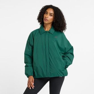 New Balance Donna Coaches Jacket in Verde, Nylon Intrecciato, Taglia M
