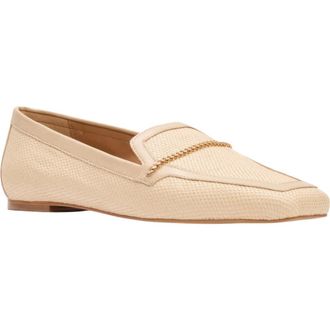 Andr&eacute; Assous Ariane Raffia Chain Embellished Loafer in Bone at Nordstrom, Size 8.5