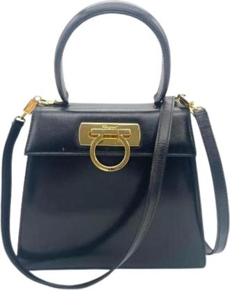 Ferragamo Pre-owned Leren Handtas - Dames - Vintage Handtas - Zwart - ONE Size - Leer - Vintage