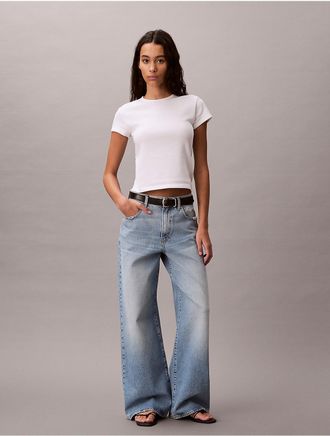 Calvin Klein Jeans Calvin Klein Womens Refined Rib Baby Tee - White - XL