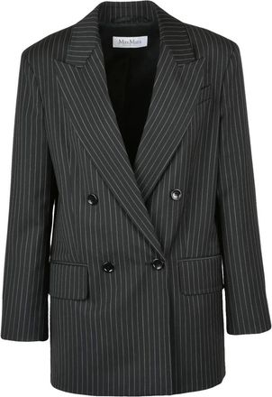 Max Mara Jassen, Dames, Zwart, S, Wol, Mattia Blazer