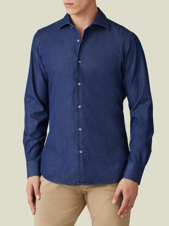Luca Faloni Midnight Blue Denim Classic Shirt