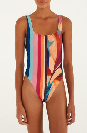 Farm Rio Atlantic Rain Forest One-Piece Swimsuit in Multicolored at Nordstrom, Size X-Large