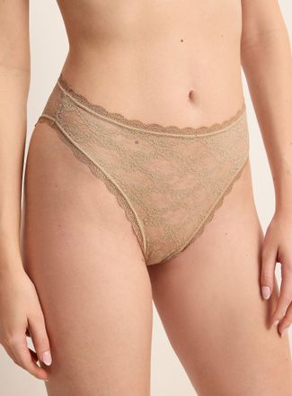 Miiyu Womens Scallop-trim pure lace high-cut bikini panty Nylon & recycled nylon