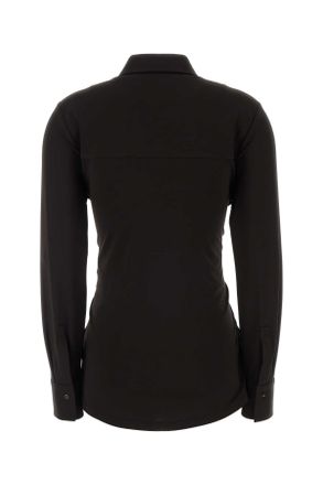Ferragamo Womens Dark Brown Stretch Viscose Shirt Darkexpresso Exterior: Elastane Camicie