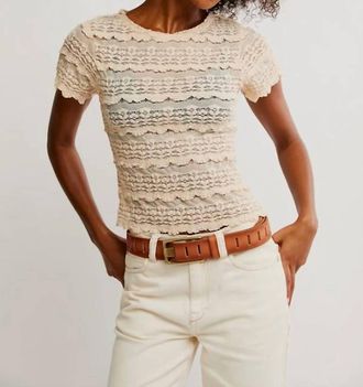 Free People Angelina Lace Tee In Tea