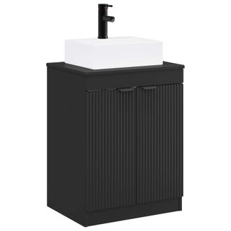 vidaXL Juego De Muebles De Ba&ntilde;o Negro Madera De Ingenier&iacute;a Vidaxl