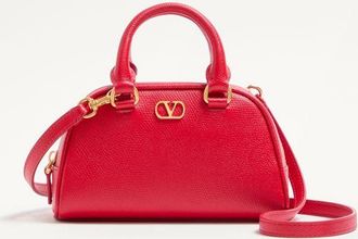 Valentino Garavani Mini VLogo Signature Bowling Bag in Grainy Calfskin Wo