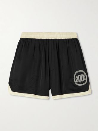 Bode Shorts In Raso Con Cristalli - Nero