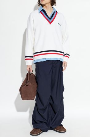 Marni Wool Cargo Trousers, Mens, Navy Blue