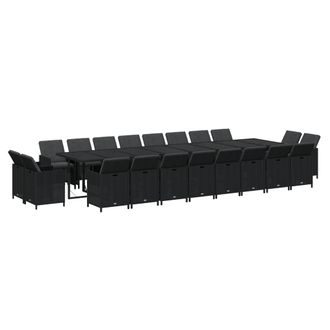 vidaXL Set De Comedor Jard&iacute;n 21 Pzas Con Cojines Rat&aacute;n Sint&eacute;tico Negro Vidaxl