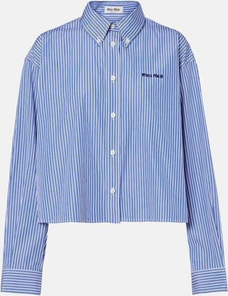 Miu Miu Camicia cropped in cotone a righe