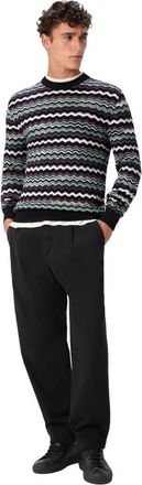 Missoni Crew Neck Sweater With Zigzag Pattern in Blue & Green at Nordstrom, Size 48 It