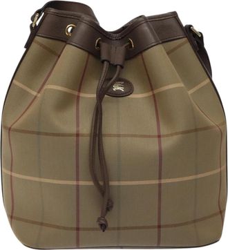 Burberry Nova Check Beige Canvas Shoulder Bag (Pre-Owned)