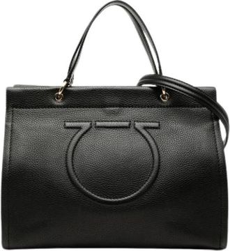 Ferragamo Pre-owned Leren Schoudertas - Dames - Vintage Handtas - Zwart - ONE Size - Leer - Vintage