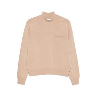 PESERICO Peserico, Turtlenecks, female, Beige, Size: XS Beige Embellished High-Neck Sweater
