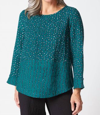Habitat Express Dot Mix Side Button Tunic In Juniper