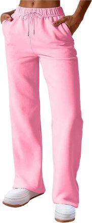 Generic Joggers for Women UK Straight Leg Fleece Lined Joggers Wide Leg Sweatpants with Pockets Ladies Jogging Bottoms Ladies Trousers Elasticated Waist Winte