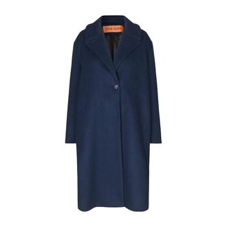 Stine Goya Single-Breasted Coats, female, Blue, XS, Sophisticated Wool Coat with Side Pockets