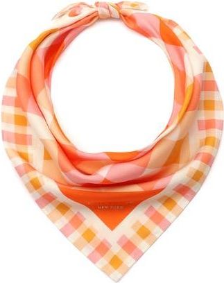 Kate Spade New York beach plaid cotton & silk scarf in Orange Multi at Nordstrom Rack