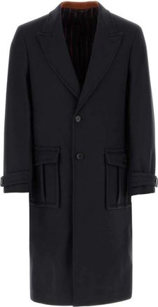 Etro Donkerblauwe Wollen Blend Jas - Heren - Mantel - Blauw - 2XL - Wol - Jassen